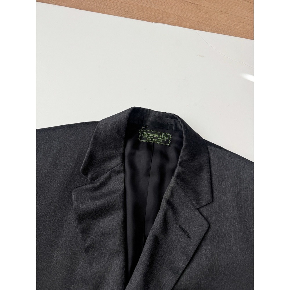 Vintage 60s Abercrombie And Fitch Blazer Trench Jacket 42 Reg /XL Grey Wool - Picture 4 of 11